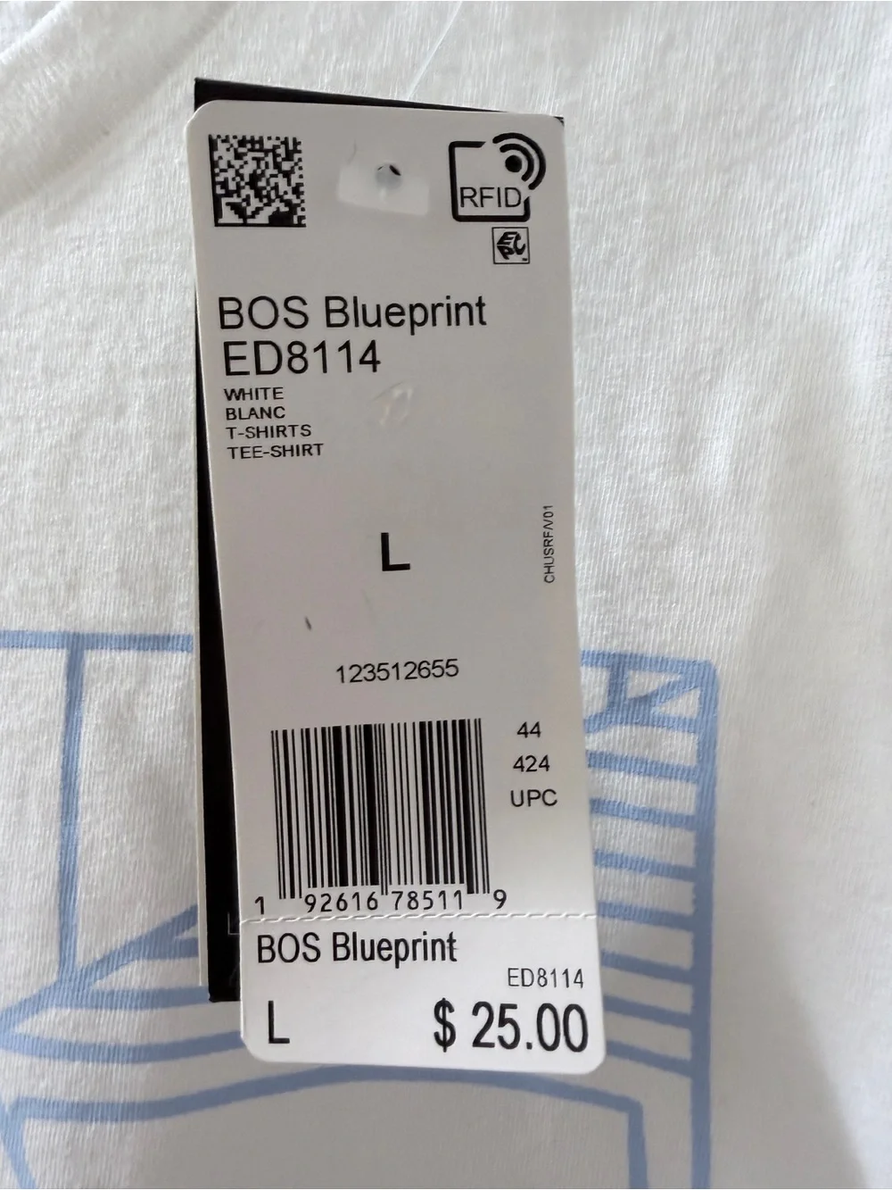 Adidas Women's White Graphic Logo Tee - Light Blue Print